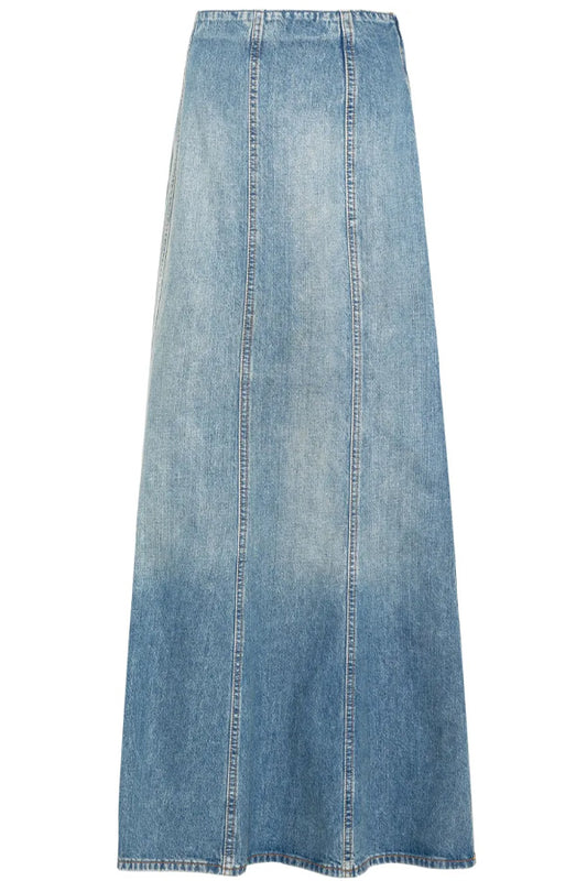 Seamed Denim Midi Skirt