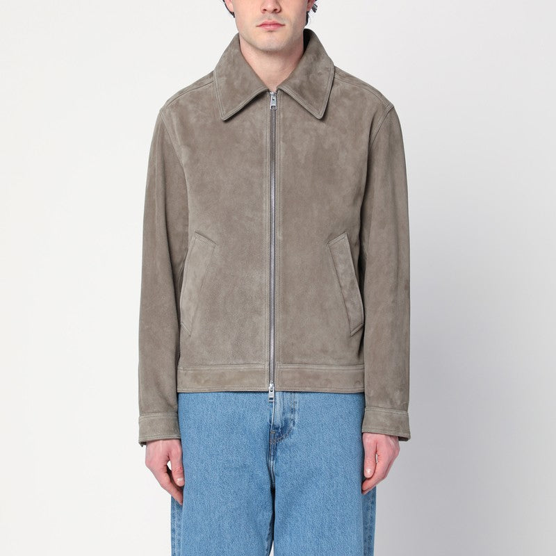 Gray Suede Zip-up Jacket