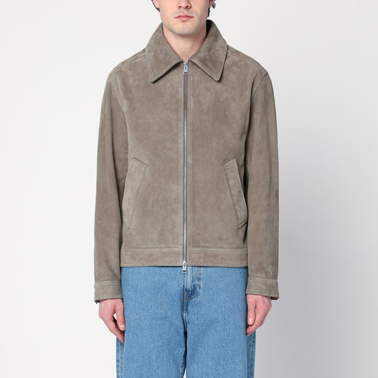 Gray Suede Zip-up Jacket