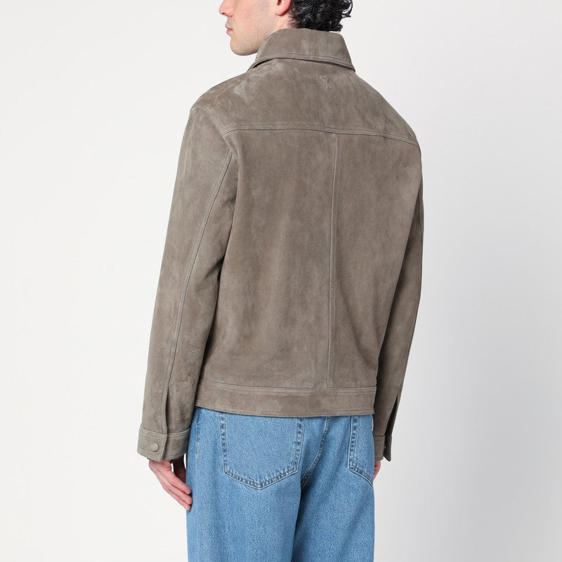 Gray Suede Zip-up Jacket