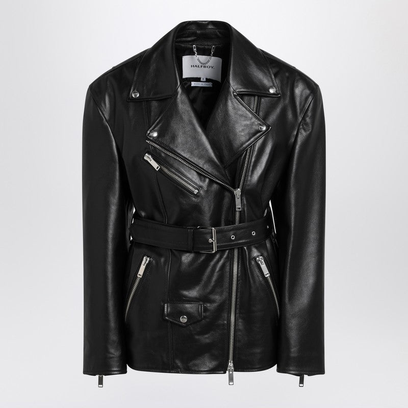 Black Belted Leather Jacket