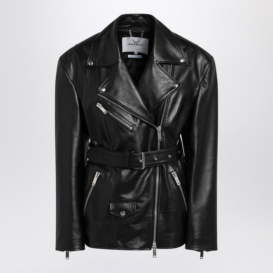 Black Belted Leather Jacket