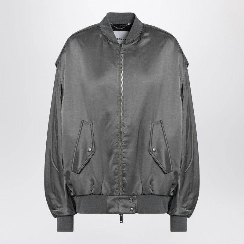 Grey Zipped Over Bomber Jacket