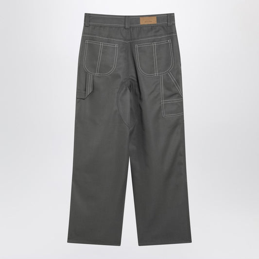 Grey wool canvas workwear trousers