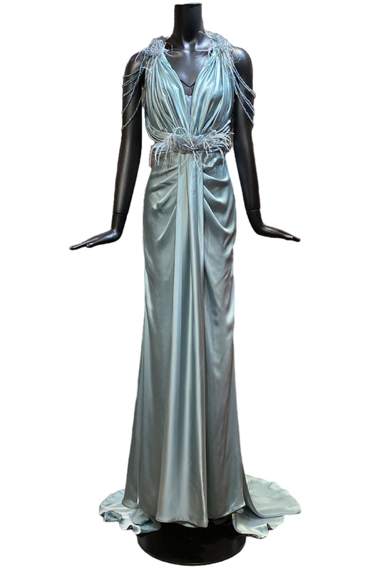 HALTER SATIN EMBELLISHED GOWN