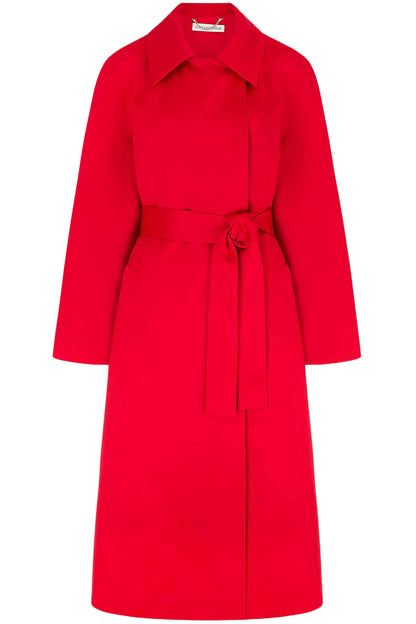 HASINA COAT IN BRIGHT RED DOPPIO SATIN