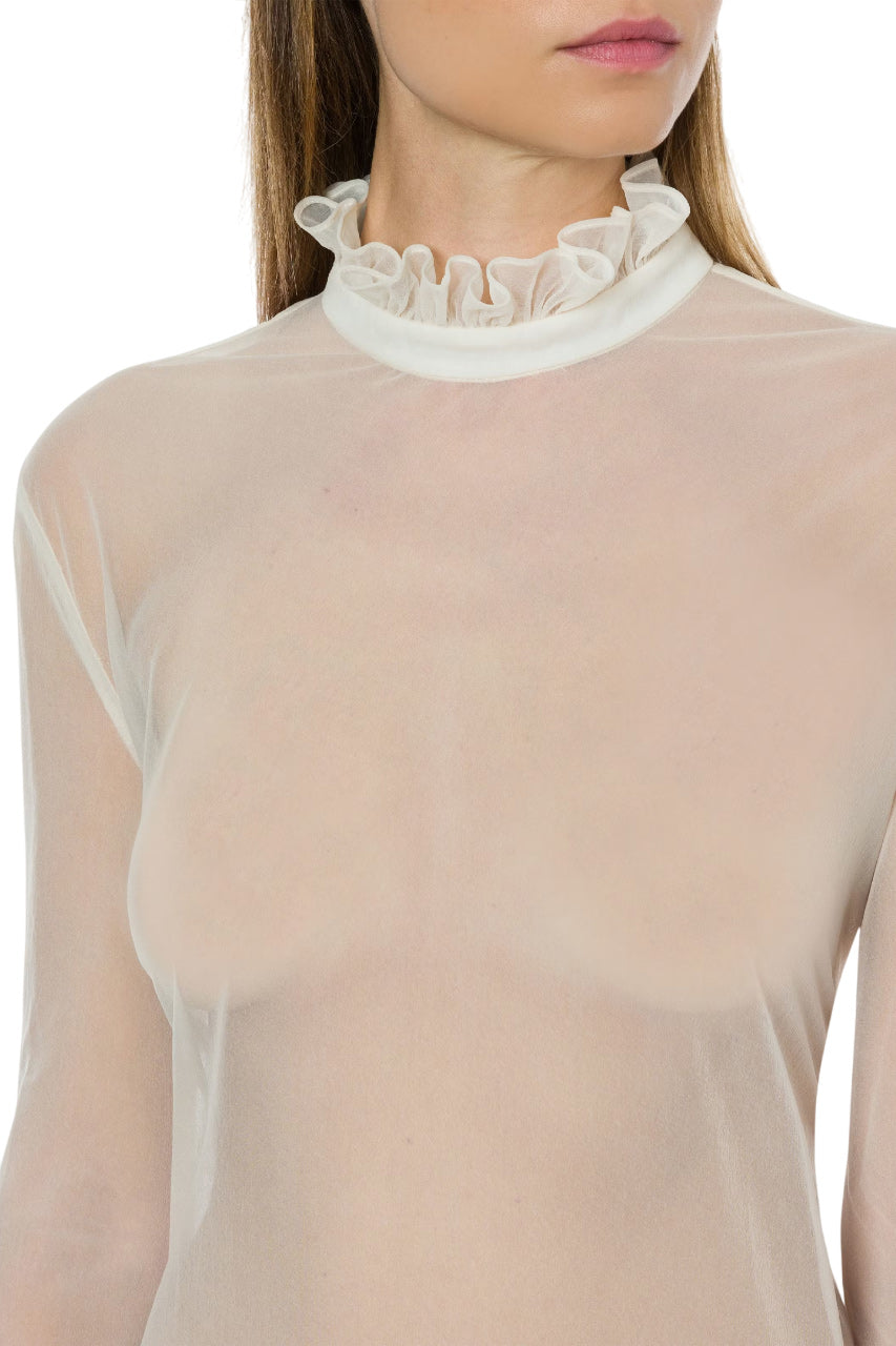 IVORY TECHNO CHIFFON BLOUSE