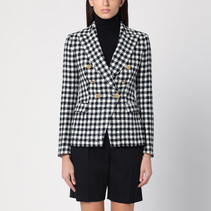 Black/white Double-breasted Checked Jacket