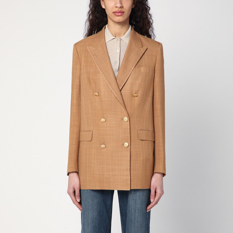 Beige Double-breasted Jacket