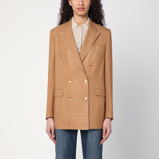 Beige Double-breasted Jacket