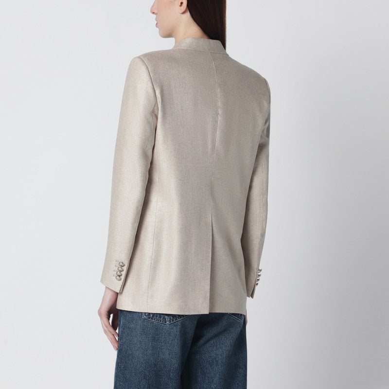 Beige silk double-breasted jacket