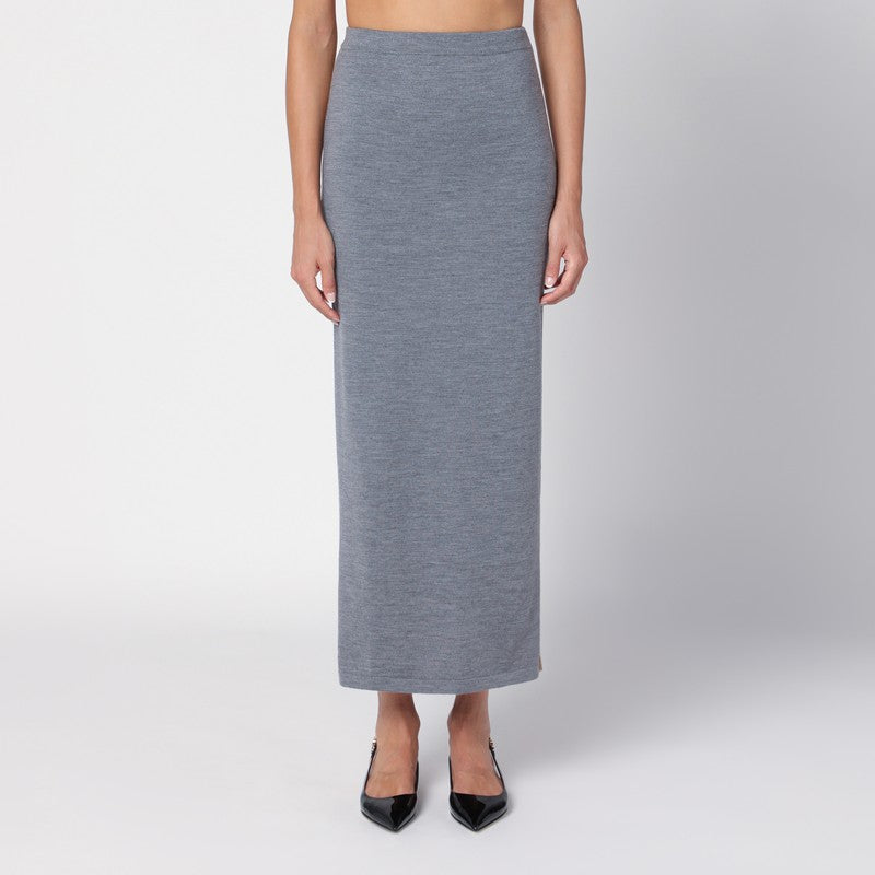 Beige/Grey Wool Long Skirt