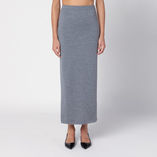 Beige/Grey Wool Long Skirt