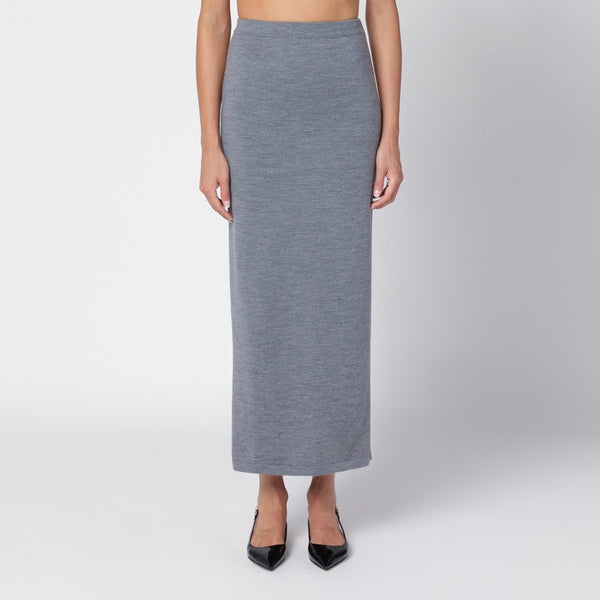 Beige/Grey Wool Long Skirt