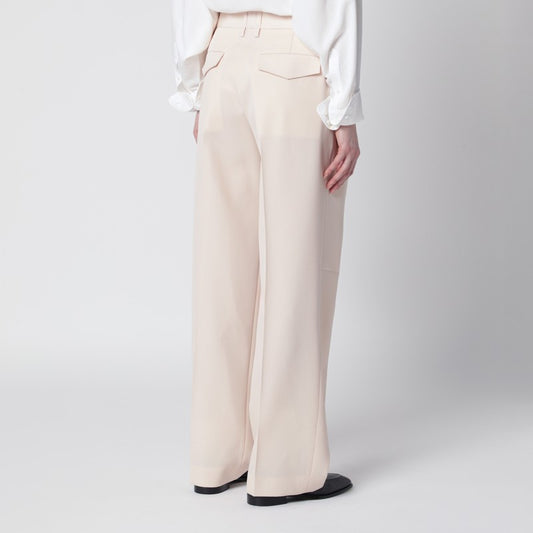 Ivory wool gabardine trousers