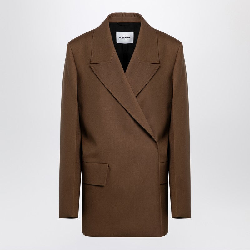 Brown Wool Double-breasted Jacket