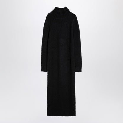 Long Black Alpaca Turtleneck Dress