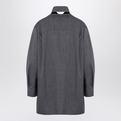 Grey Wool Shirt With Scarf