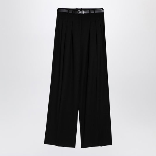 Black Wide Trousers With Belt