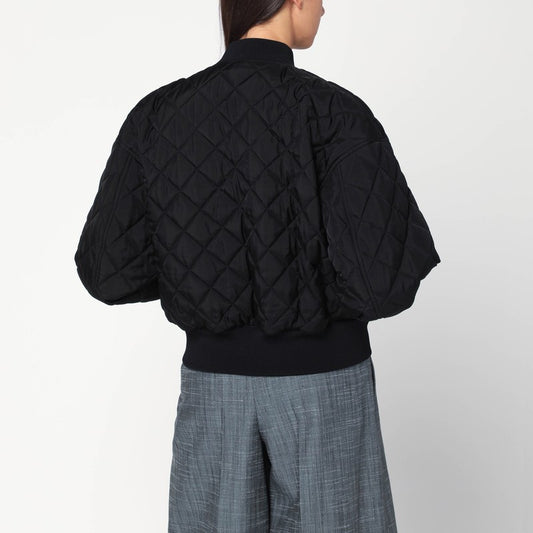 Quilted black bomber