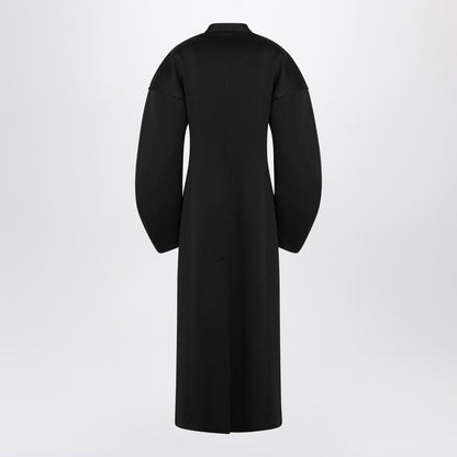 Black Double-breasted Coat In Virgin Wool