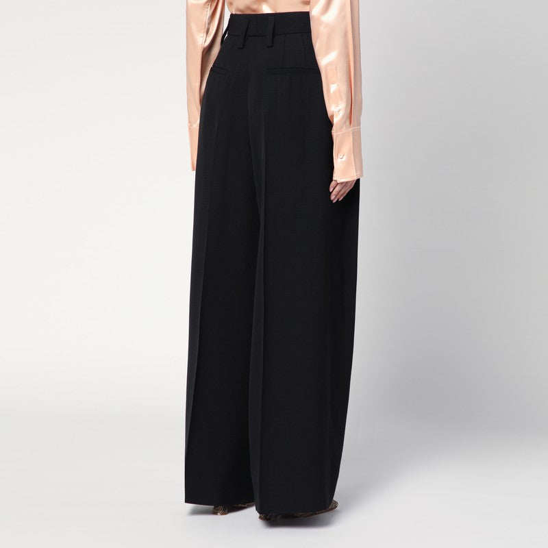 Wide black pants in silk blend