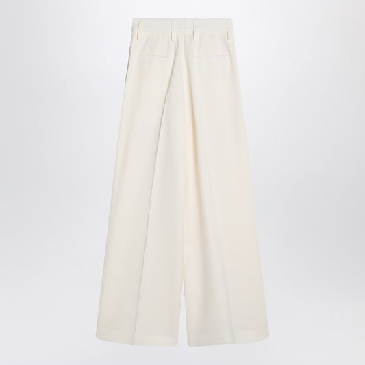 Wide cream trousers in silk blend