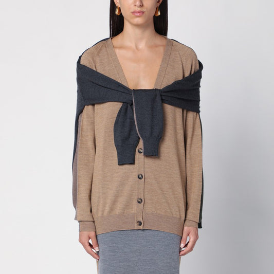 Beige/Grey Deconstructed Cardigan