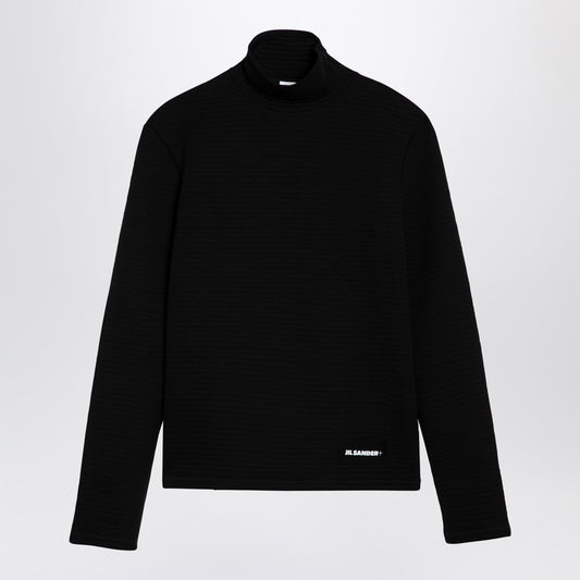 Black Turtleneck Sweater With Logo Patch