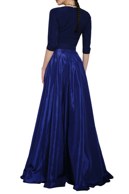 JAMIE TAFFETA AND CREPE LONG DRESS