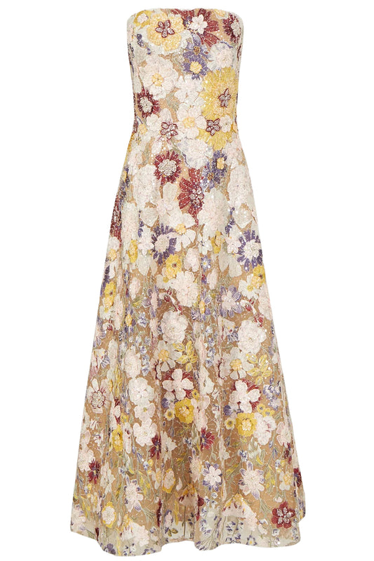 JASSA EMBROIDERED STRAPLESS DRESS