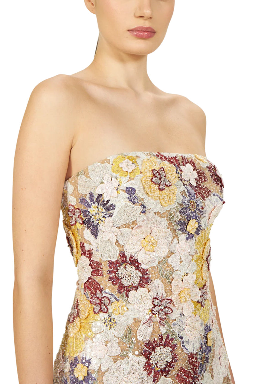 JASSA EMBROIDERED STRAPLESS DRESS