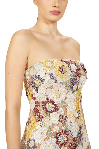 JASSA EMBROIDERED STRAPLESS DRESS