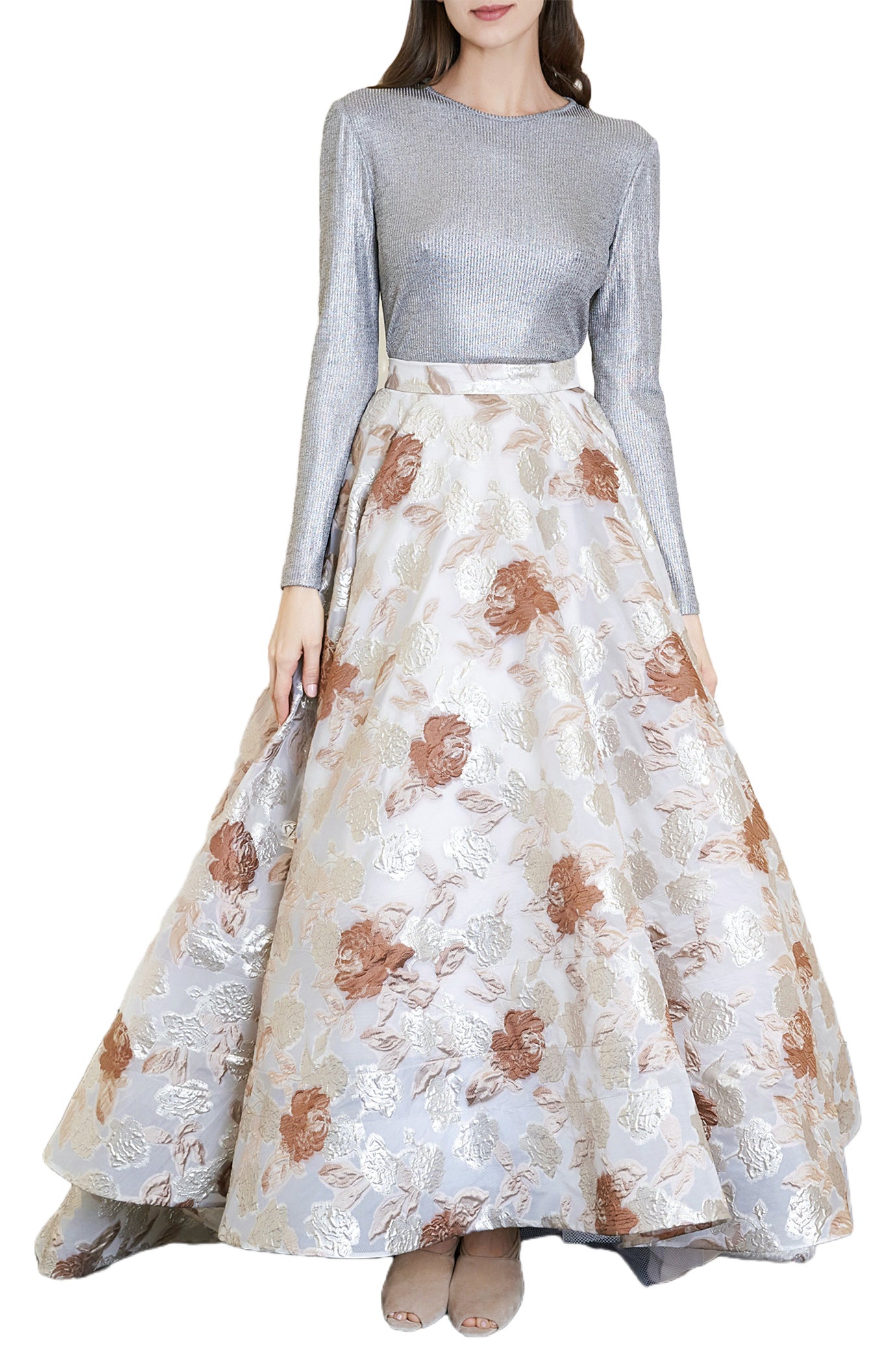 JERSEY TOP & BROCADE SKIRT