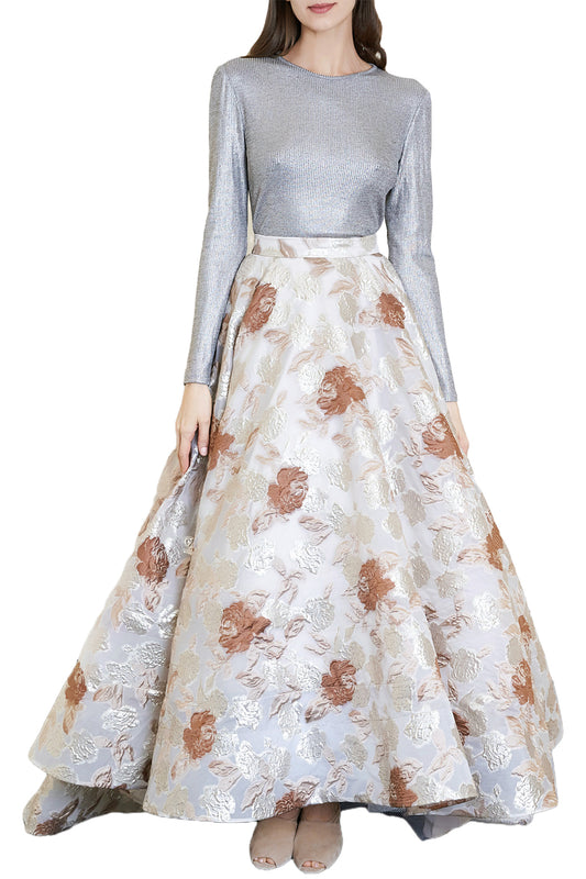 JERSEY TOP & BROCADE SKIRT