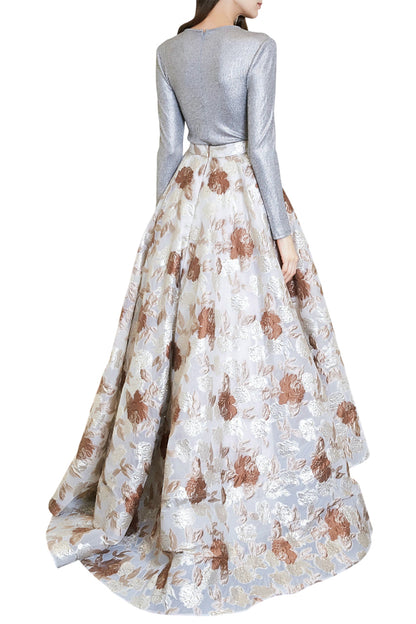 JERSEY TOP & BROCADE SKIRT
