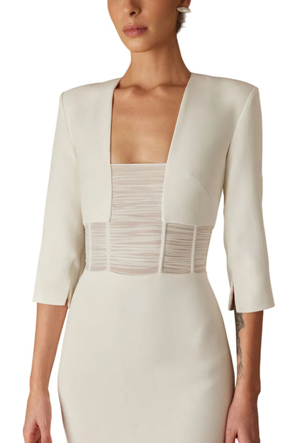 JIA DRAPE DETAILED CREPE MIDI DRESS