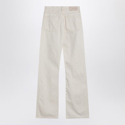 Relaxed Flared Beige Jeans In Linen Blend