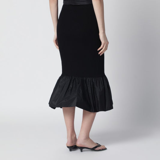 Black skirt with faille ruffle hem