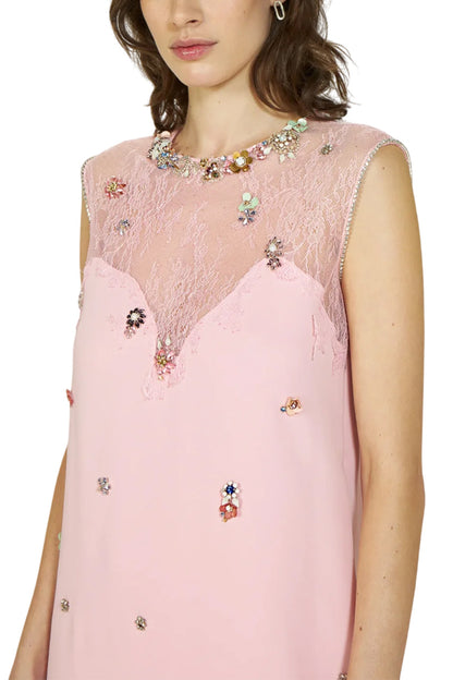 KEEVA CRYSTAL CREPE DRESS