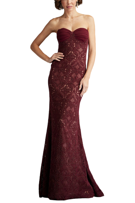 KOHLI STRAPLESS LATTICE EMBROIDERED GOWN