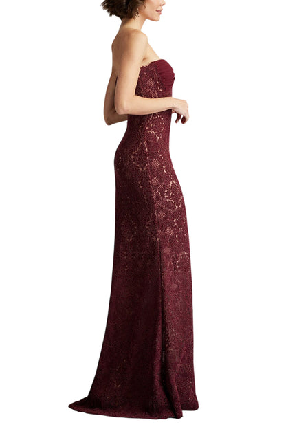 KOHLI STRAPLESS LATTICE EMBROIDERED GOWN