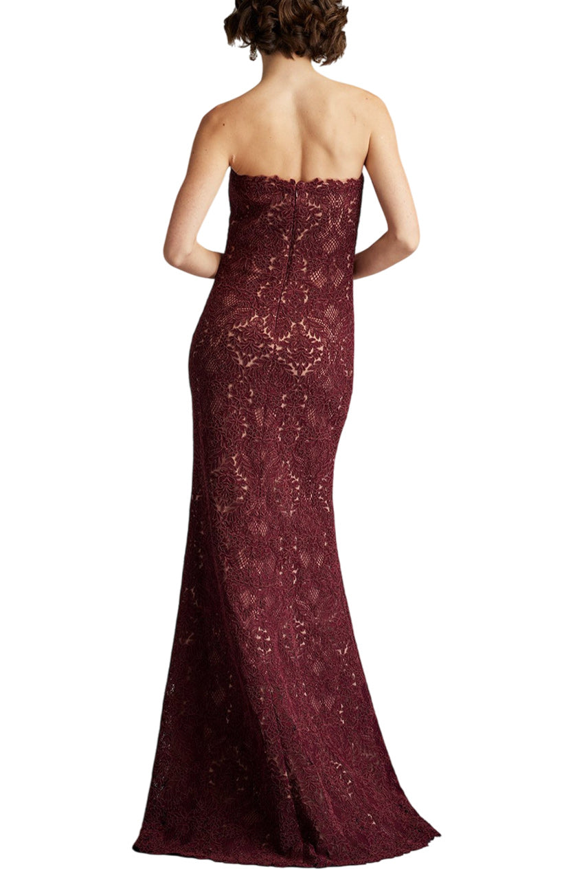 KOHLI STRAPLESS LATTICE EMBROIDERED GOWN