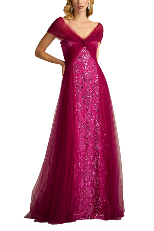 KOLLMER SEQUIN EMBROIDERED TULLE GOWN