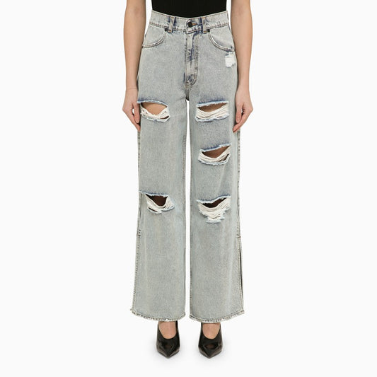 Lathi blue wide denim jeans with wear