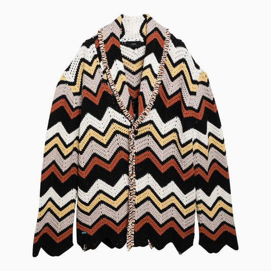Cardigan in crochet zig zag multicolore