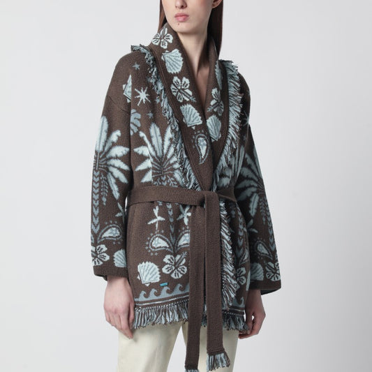 Echoes Of The Island brown/aquamarine cardigan