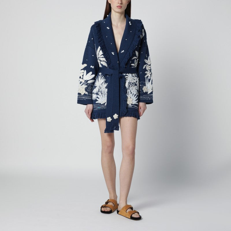 Postcard From Paradise cardigan Deep Blue/White Pearl