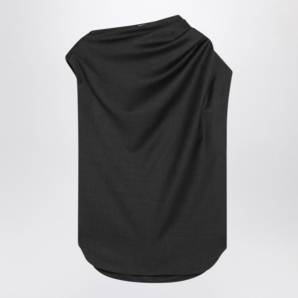 Asymmetric Black Wool Top