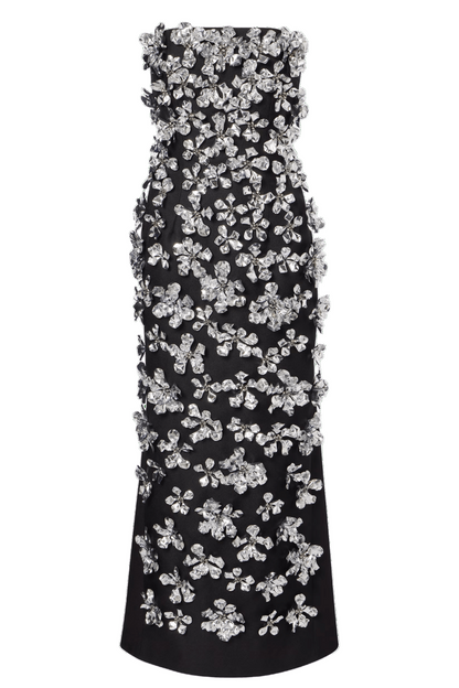 فستان مارا باللون الأحمر من قماش جاكار وردي جرافيكي